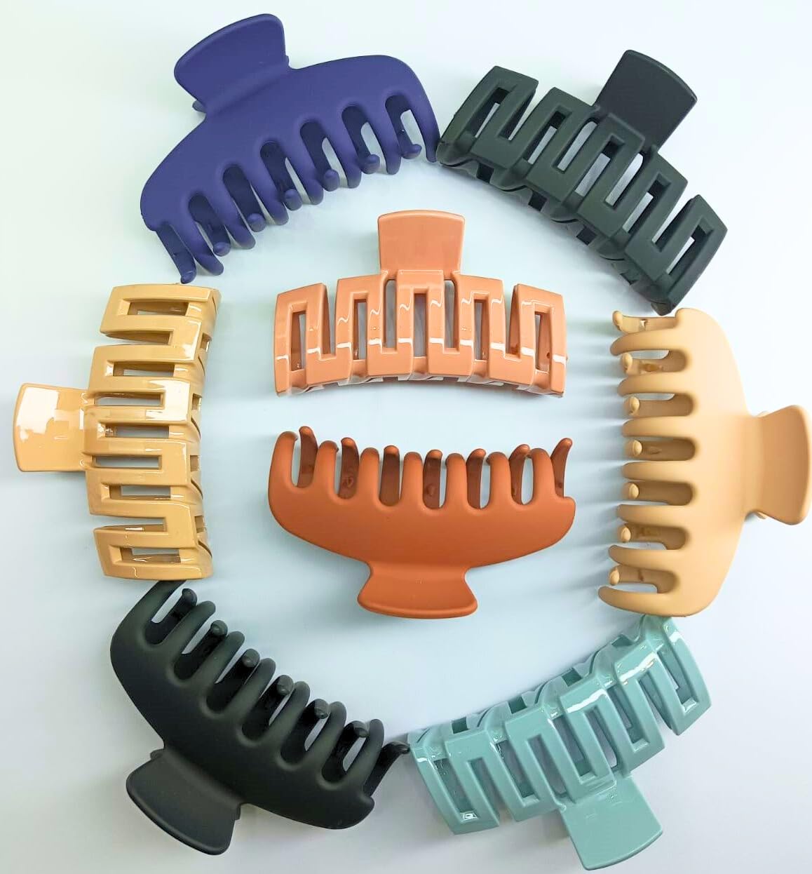 Hair Claw Clips for Women Thick Hair, QAIMER 10 cm Matt Coated Hair Clips Women for Thick & Thin Hairs, 8PCS