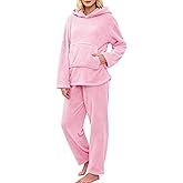 SSAXIGC Fluffy Pullover Sleepwear Pajamas Set,Winter Warm Sherpa Fleece Loungewear for Women, Soft Thermal Pjs