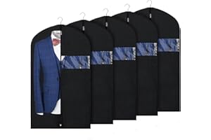 Syeeiex 40" Garment Suit Bag,Set of 5 Garment Bags for Hanging Clothes with Clear window,Breathable Suit Bags for Closet Stor