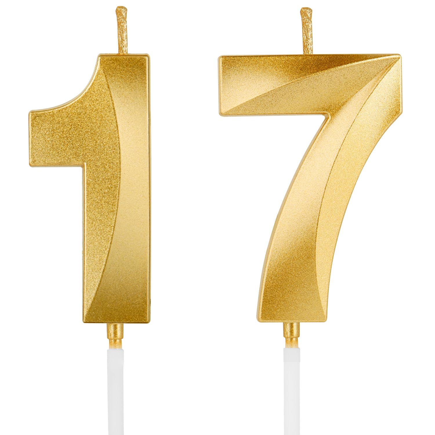 Photo 1 of AndiluluBear Birthday Candles, 1.96 Inch Number 17 Happy Birthday Candles, Number Candles Decoration for Birthday Party and Anniversary Celebration(Champagne Gold)