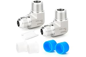 TAISHER 2PCS Forging of 304 Stainless Steel 90 Degree Elbow JIC Flare Tube Fittings,3/8" JIC Male x 1/2" NPT Male, Half Union
