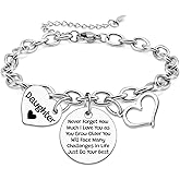 Sazuwu Daughter Bracelet from Mother Daughter Birthday Gifts from Mom Dad Daughters Wedding Gift Stainless Steel Bracelet Gift Anniversary Mothers Day Present for Teens Jewelry for Women