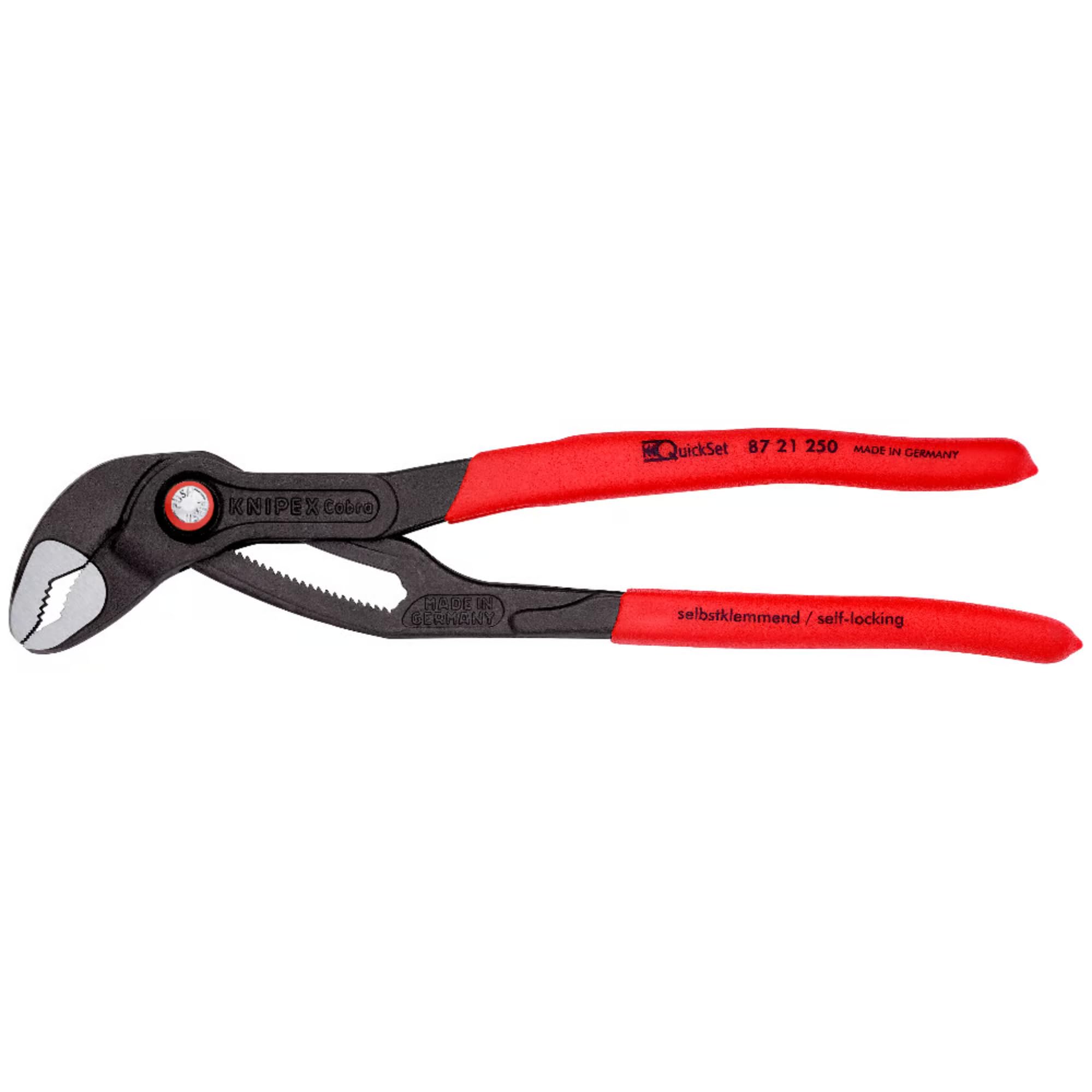 KNIPEX Cobra Quickset High-Tech Water Pump Pliers Self-Service Card with Non-Slip Plastic Coating 250 mm, 87 21 250 SB