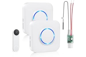 Satisure Wireless Doorbell Chime for Google Nest Doorbell (Wired, 2nd Gen& 3rd Gen) Doorbell Extender with Receiver Connects to Existing Hardwired 58 Chimes and 5 Volume (1 Video Extender 2 Receiver）
