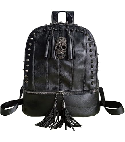 Women\'s Black Concealed Carry With Biker Skull Chain Buckle Embroidery Backpack How to Choose the Perfect Concealed Carry Backpack for Women  main image 2