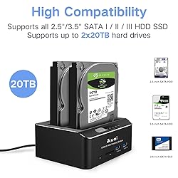 ikuai SATA to USB 3.0 Dual Bay Hard Drive Dock for