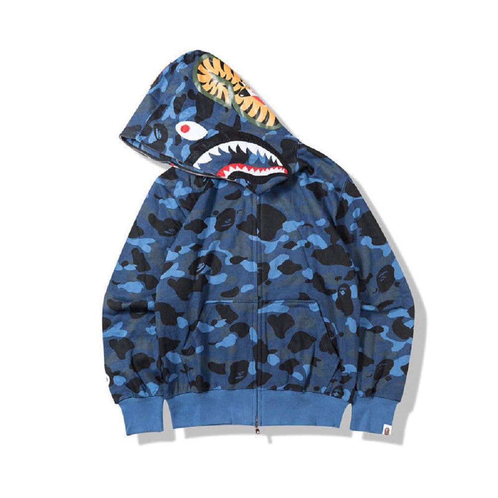 New Bathing Ape Bape Shark Jaw Camo Full Zipper Hoodie Men's Sweats Coat Jacket
