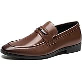 Men’s Leather Penny Loafers Classic Slip On Dress Shoes with Block Heel, Breathable Lining & Durable Rubber Sole