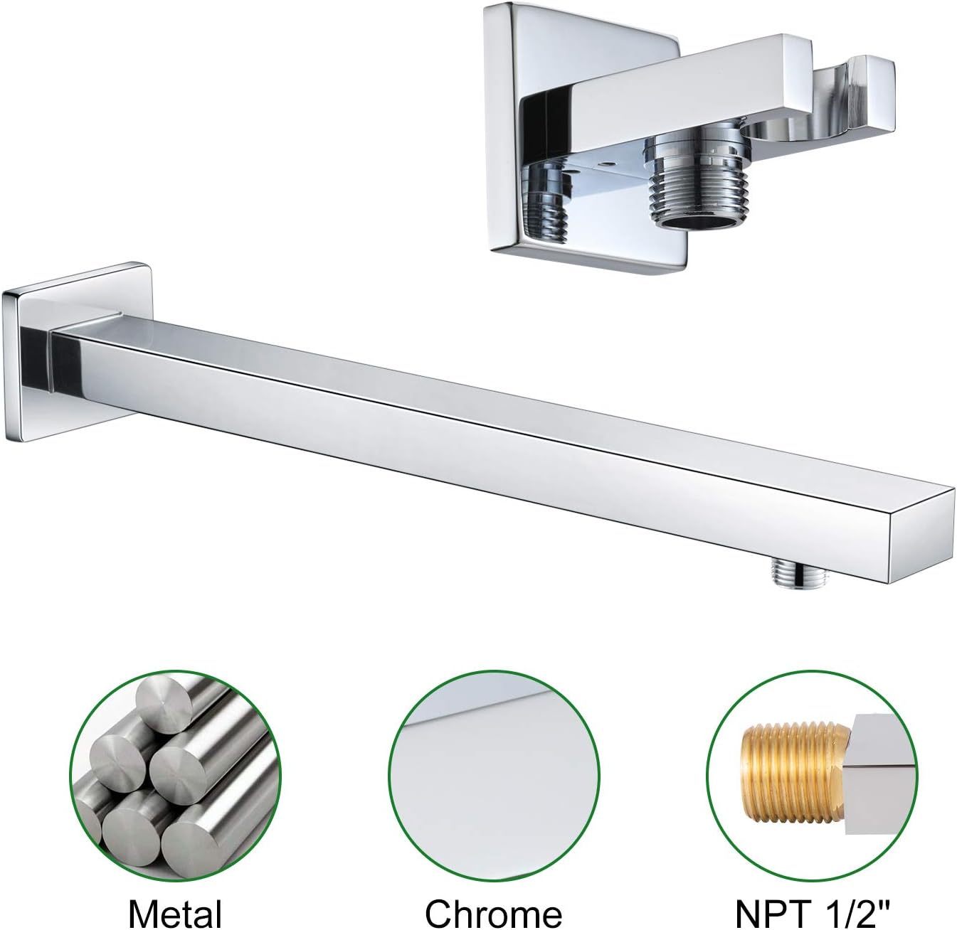 SR SUN RISE SRSH-F5043 10 Inches Bathroom Luxury Rain Mixer Shower Combo Set Wall Mounted Rainfall Shower Head System Polished Chrome Shower Faucet Rough-in Valve Body and Trim Included - - 