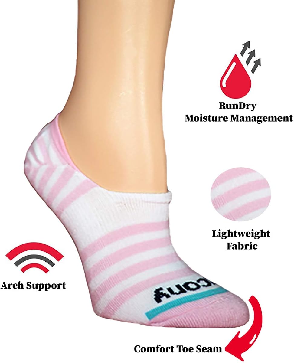 Saucony Women's Show Cushioned Invisible Liner Socks, Fashion Assorted (8 Pairs), Shoe Size: 6-10 at  Women’s Clothing store