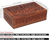 Ajuny Wooden Jewellery Box 8 x 5 Inch Hand Carved Floral Keepsake Gift Box view 8