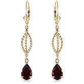 3 Carat 14k Solid Gold Natural Garnet Dangling Earrings