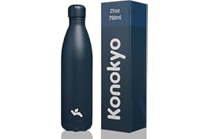 Konokyo Insulated Water Bottles,25oz Double Wall Stainless Steel Vacumm Metal Flask for Sports Travel,Navy Blue