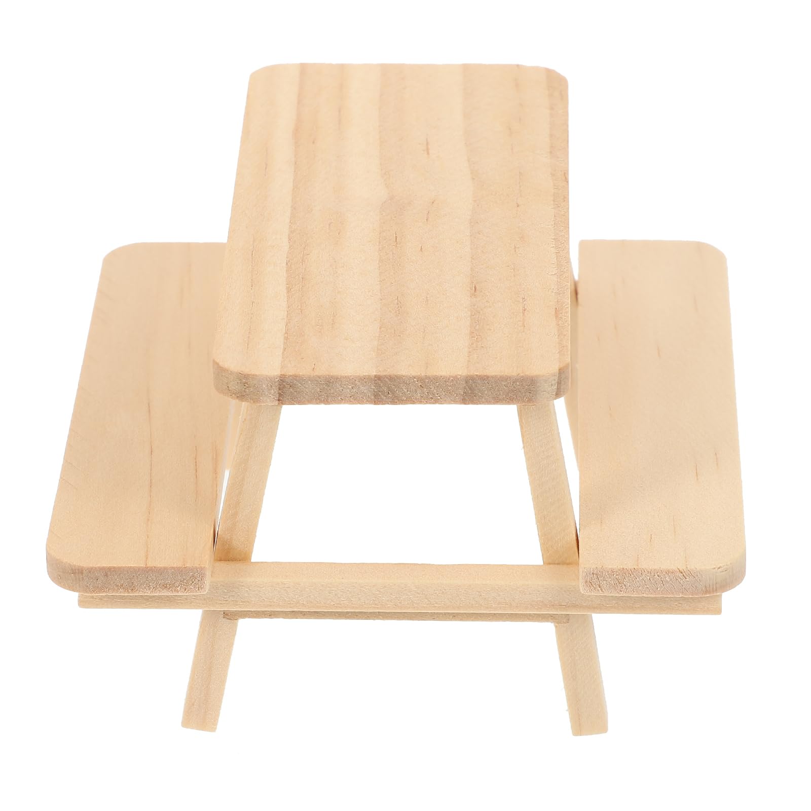 Photo 1 of Hemoton Dollhouse Miniature Wooden Picnic Table and Chairs, 1/12 Scale Doll House Furniture for Kids Pretend Play, Photography Props, Khaki, 3.14 X 3.14 X 2.16 Inches