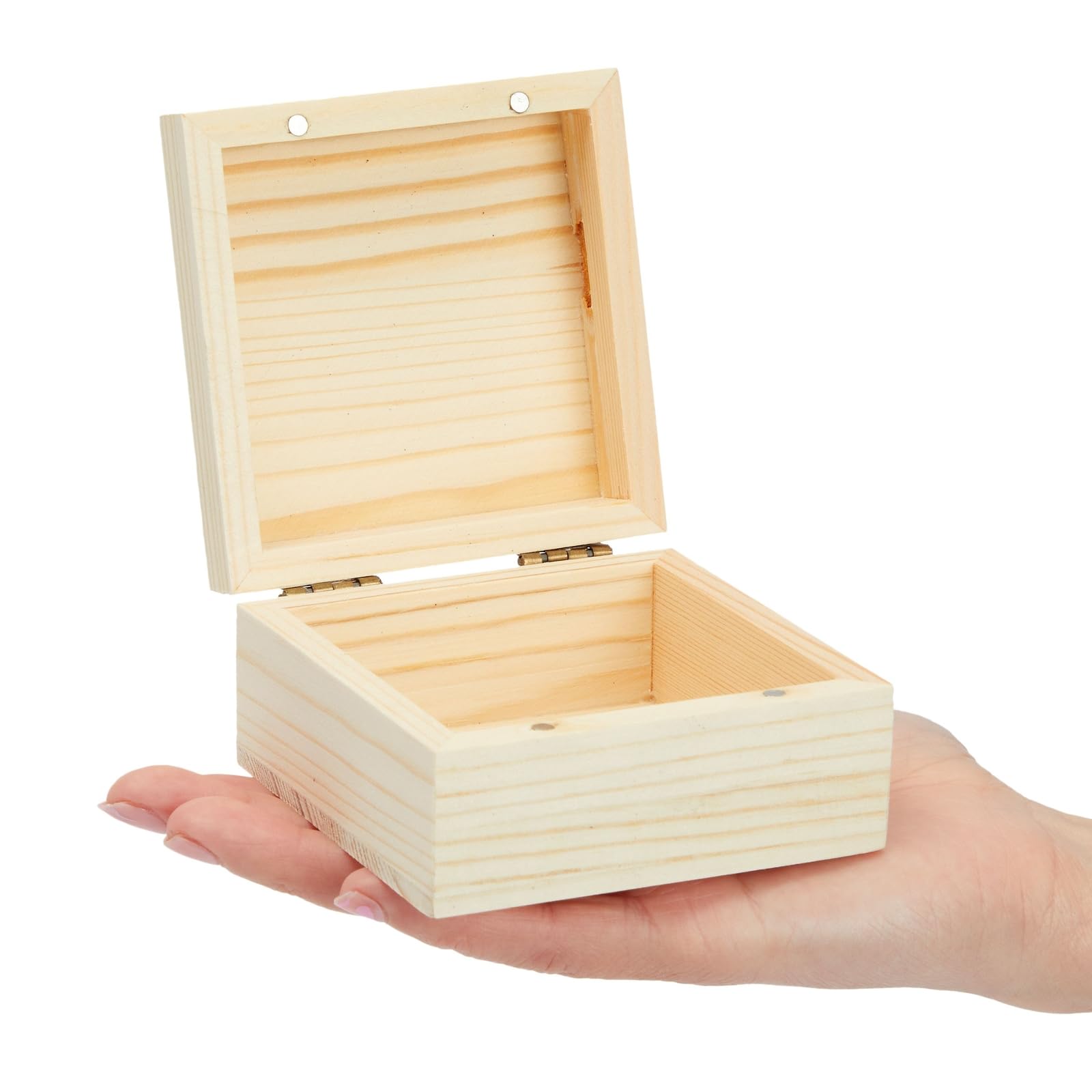 Bright Creations Wooden Box Set with Hinged Lids - 6-Pack, 3.5 x 3.5 x 2 In, Pinewood - Unfinished Boxes with Lids for Crafts & Paintable DIY Storage with Magnetic Closure for Jewelry & Craft Supplies
