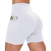 CAMPSNAIL Biker Shorts Women with Pockets - 3"/5"/8" High Waisted Workout Spandex Tummy Control Gym Running Yoga Shorts