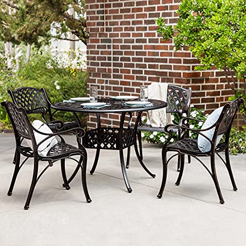 Kinger Home 5Piece OilRubbed Bronze Patio Set, Cast Aluminum Patio
