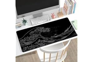 Large Mouse Pad with Sea Wave, Non-Slip Rubber Base for Smooth Mouse Control, Spacious Desk Mat for Keyboard and Mouse, Home 