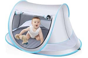 KAPEAZO Baby Beach Tent,Large Pop Up Beach Tent Sun Shade for Beach,Portable Baby Travel Tent with Mosquito Net,Indoor Baby Play Tent,UPF 50+ UV Protection Sun Shelters for Infants