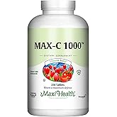 Maxi Health 1000 mg Vitamin C - 1000mg Tablets Ultra High Absorption Formula - Gluten Free Kosher Dietary Non GMO Supplement for Immune Support - Vitamin C Tablets from Ascorbic Acid, (250 Count)