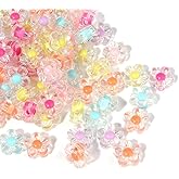 100 Pieces 12mm Acrylic Flower Shape Bead Mixed Colors Charm Beads Spacer Beads for Jewelry Chain Bracelet Necklace Jewelry DIY Craft