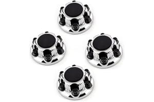 Set Of 4 Pcs Compatible For CHEVY C 6 Lug 16" & 17" Badge Wheel Center Hub Caps Nut Covers Black Color Or Silver Suface(Black