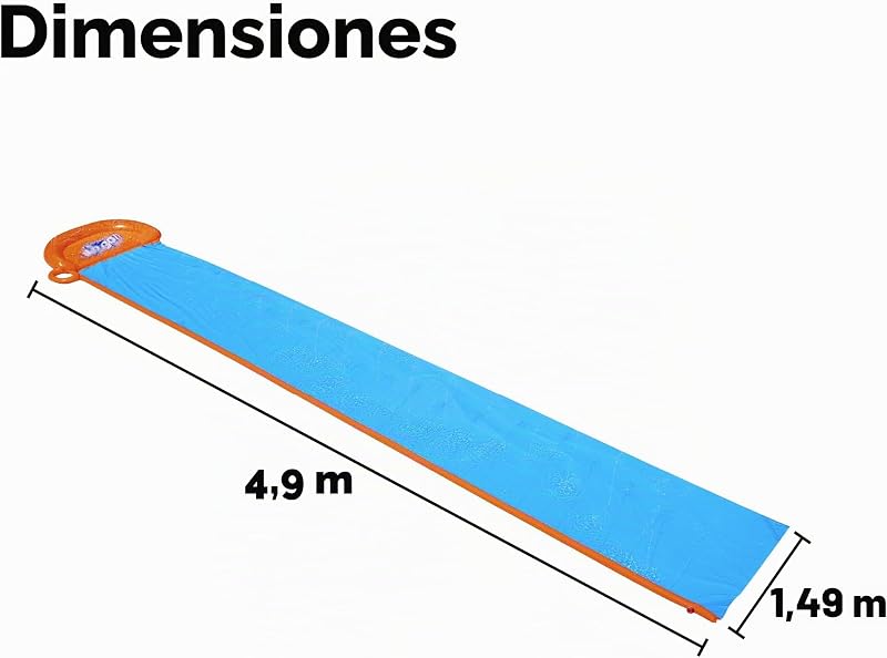 H20GO Single Water Slide, 4.88 m Inflatable Slip and Slide with Built-In Sprinklers