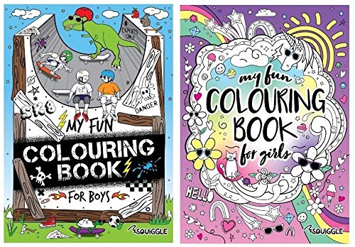 Squiggle My Fun A4 Colouring Books, Boys & Girls Set of 2