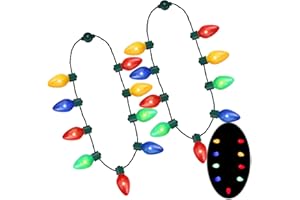 Dilabnba Light up Christmas Necklace Bulb for Party Supply, LED Shining Pendant Necklace Costume Gift Accessory for Christmas Ugly Sweater New Year Party Supply Decoration, 4 Modes - 2PCS