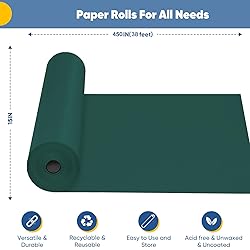 Green Wrapping Paper, 15"x450" Dark Green Kraft