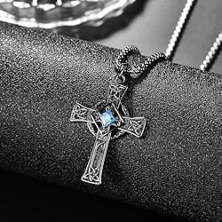 ADMETUS Black Celtic Cross Necklace Sterling Silver