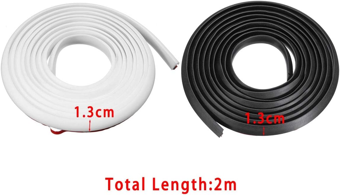 GOLDEN2STAR - 2M Slanted T-Type Car Door Gap Rubber Sealing Strip Sticker Seal Sound Insulation Weatherstrip Edge Sealant Black White