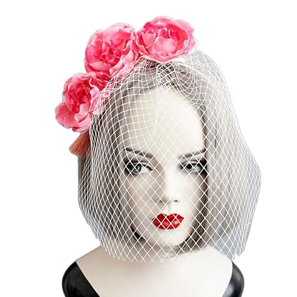 Party Hats Amosfun Fascinator Hat Flower Mesh Tassel Headband With