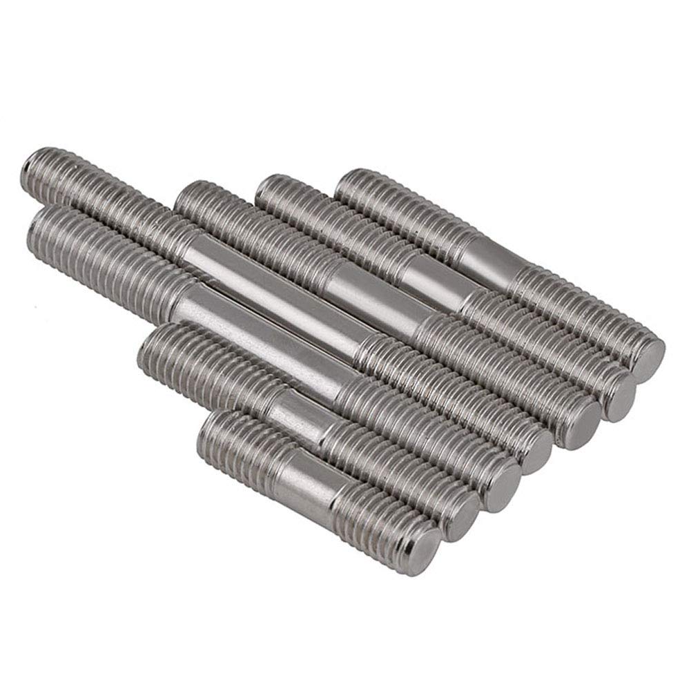 Dreneco M8×140mm Stainless Steel Double End Head Stud Screw Bolt Threaded Rod 3 pcs