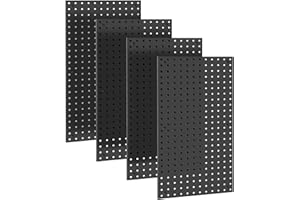 Daanxw 4 Pack 12-Inch X 24-Inch Metal Pegboard Wall Panels, Peg Boards for Garage Tool Storage (Black1224)