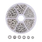 PH PandaHall 300pcs 6 Style Antique Silver Spacer Beads Tibetan Bali Alloy Tube Metal Spacers for Bracelet Necklace Jewelry Making Findings Accessories