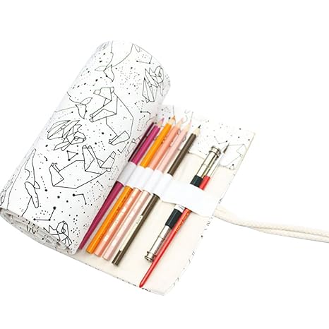 364872 Holes Canvas Roll Up Pen Pouch Pencil Case Sketch Brush Bag