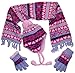 N'Ice Caps Big Girls Sherpa Lined Knitted 3 PC Set with Designs