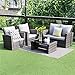 Wisteria Lane 5 Piece Outdoor Patio Furniture Sets, Wicker Ratten Sectional Sofa with Seat Cushions,Gray