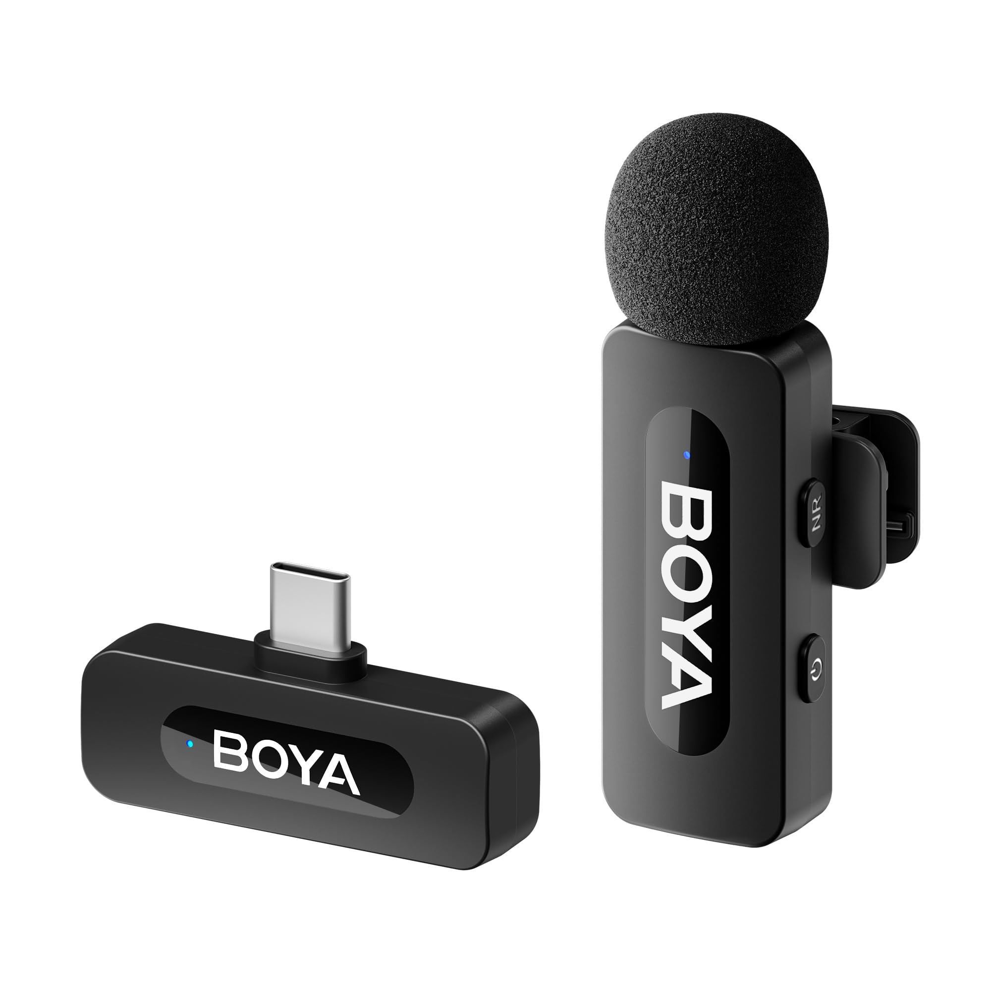 BOYA BY-V10 USB C Wireless Lavalier Microphone for Android, Type-C Smartphone Laptop, Noise Canceling, Mini Clip-on Microphone for YouTube, Podcast, Facebook, Tiktok Vlogging Recordings