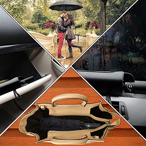 Bodyguard Inverted Windproof Umbrella with Teflon Coating, 10 Ribs Auto Open and Close Travel Umbrella, Portable Reverse Umbrellas with Leather Cover