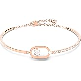 Swarovski Una Bangle Bracelet with Clear Crystals and Matching Pavé on a Rose-Gold Tone Finished Setting