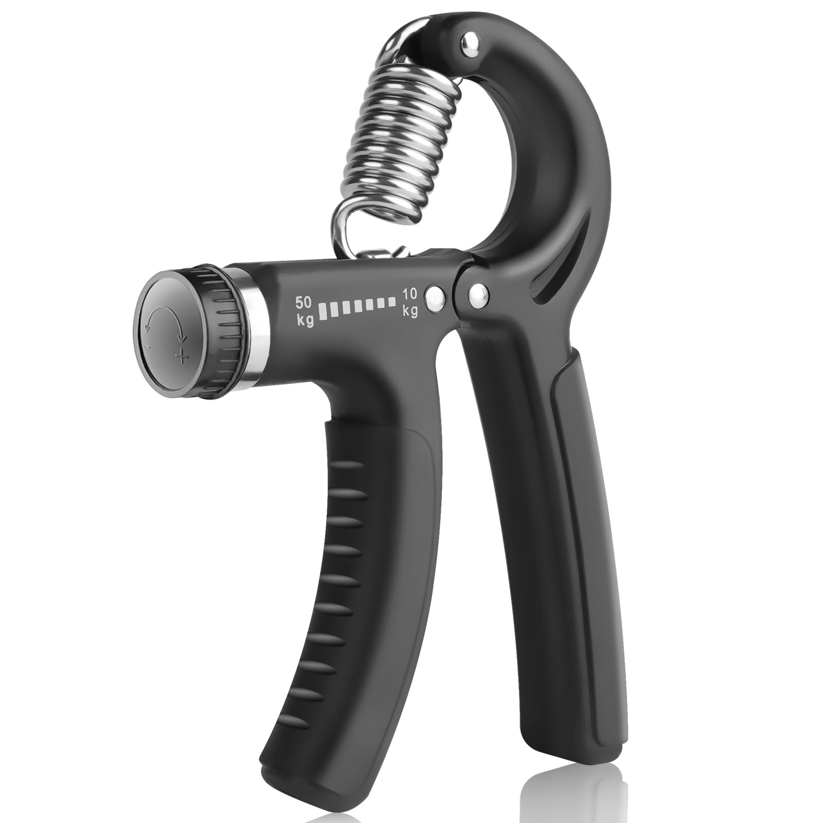 Vicloon Adjustable Hand Grip Exerciser, 10-50 kg Forearm Strengthener, Adjustable Resistance with Stainless Steel Springs Hand Squeeze Finger Force Strengthener and Grip, Black