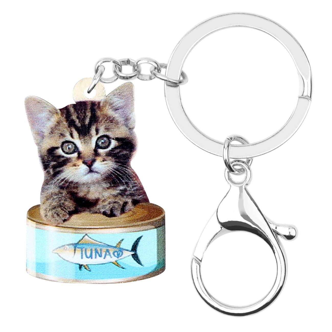 DUOWEI Cute Cat Kitten Keychain Acrylic Pet Keyring Purse Decoration for Women Teen Girl Charm Gift (Black)