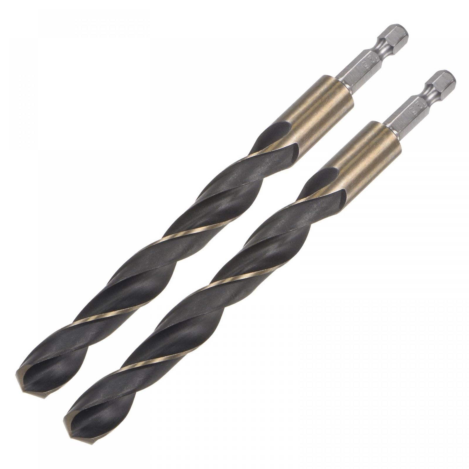 TA-VIGOR 2Pcs 12.5mm Hex Shank Twist Drill Bit Set, 1/4 Inch Shank HSS High Speed Steel Drill Bit Set Quick Change Twist Drill Bits for Woodworking, Plastic and Metal — image 1