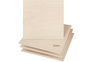 Dofiki 6 Pcs 1/8" Plywood 3mm Basswood Sheet 400x400x3mm 1/8"x15.7"x15.7" Balsa Plywood Board for Laser Cutting Engraving Crafts Wood Burning Building Model