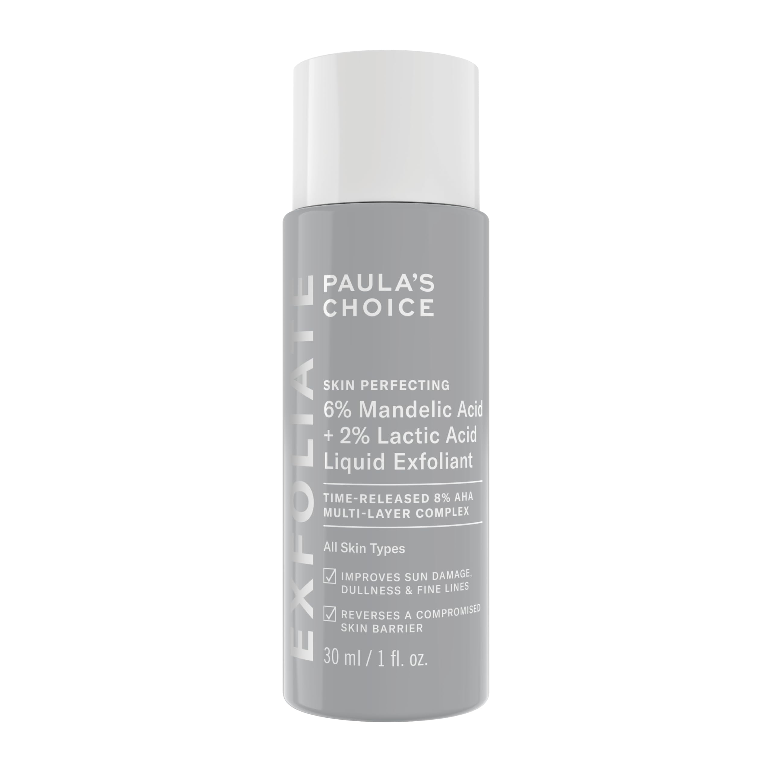 Paula's Choice SKIN PERFECTING 6% Mandelic Acid + 2% Lactic Acid AHA - AHA Exfoliant - Visibly Reduces Fine Lines and Wrinkles - with Yarrow Extract - All Skin Types - 30 ml