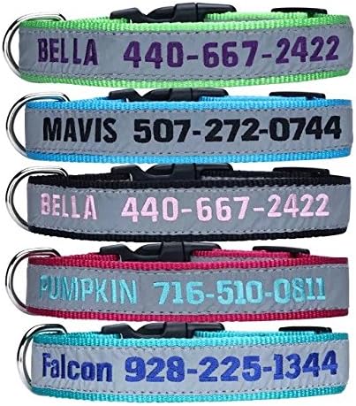 Personalized Dog ID Collar,Custom Embroidered with Pet Name &amp; Phone Number Reflective Safety Dog Leash Collar for Small, Medium and Large Dog