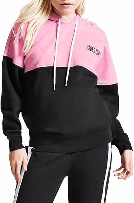 Clearance SFE Women Hoodie Pullover BABES ONLY Pink Black Color Autumn Winter Warm Hooded 