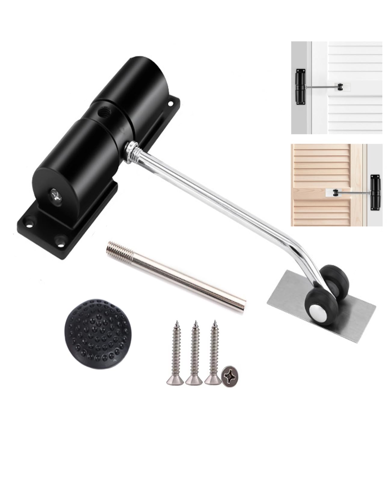 XIUXLI Automatic Spring Closer, Door Closers for Interior Door,Internal Automatic Door Closer, Stainless Steel Spring Door Closer, with Round Wrench and Screws, for Automatic Door Closing(Black)